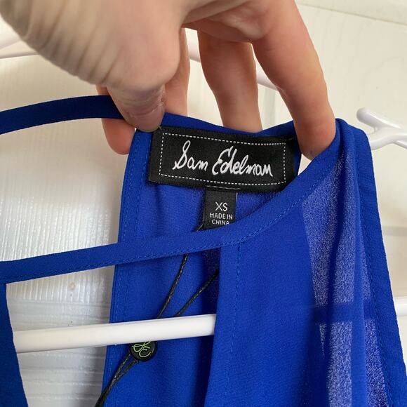 Sam Edelman Blue Sleeveless Choker-Cutout Top - Picture 4 of 6